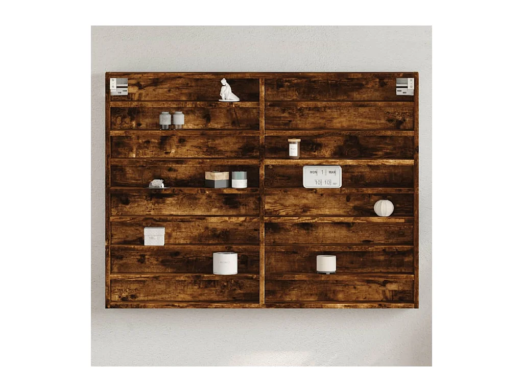 Vitrinekast 100x8,5x75 cm bewerkt hout gerookt eikenkleurig