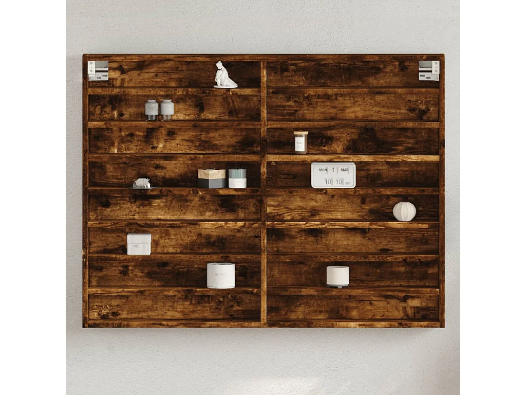Armoire à vitrine chêne fumé 100x8,5x75 cm bois d'ingénierie