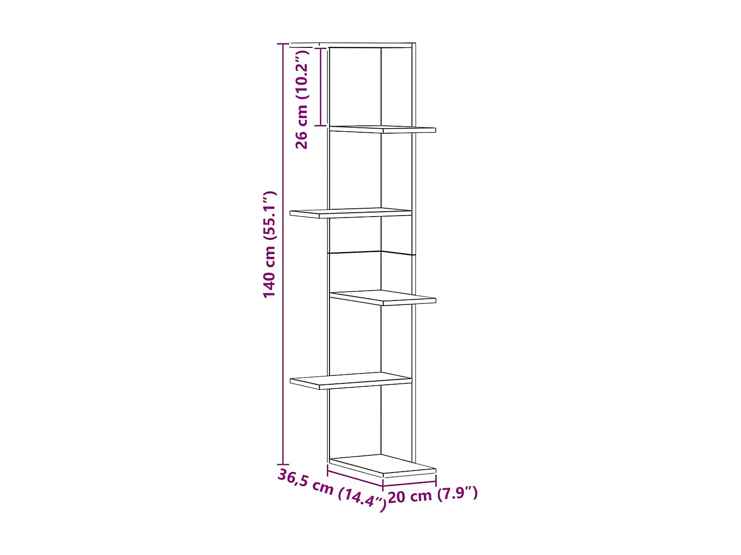 Estante de parede p/ canto derivados madeira carvalho artisiano