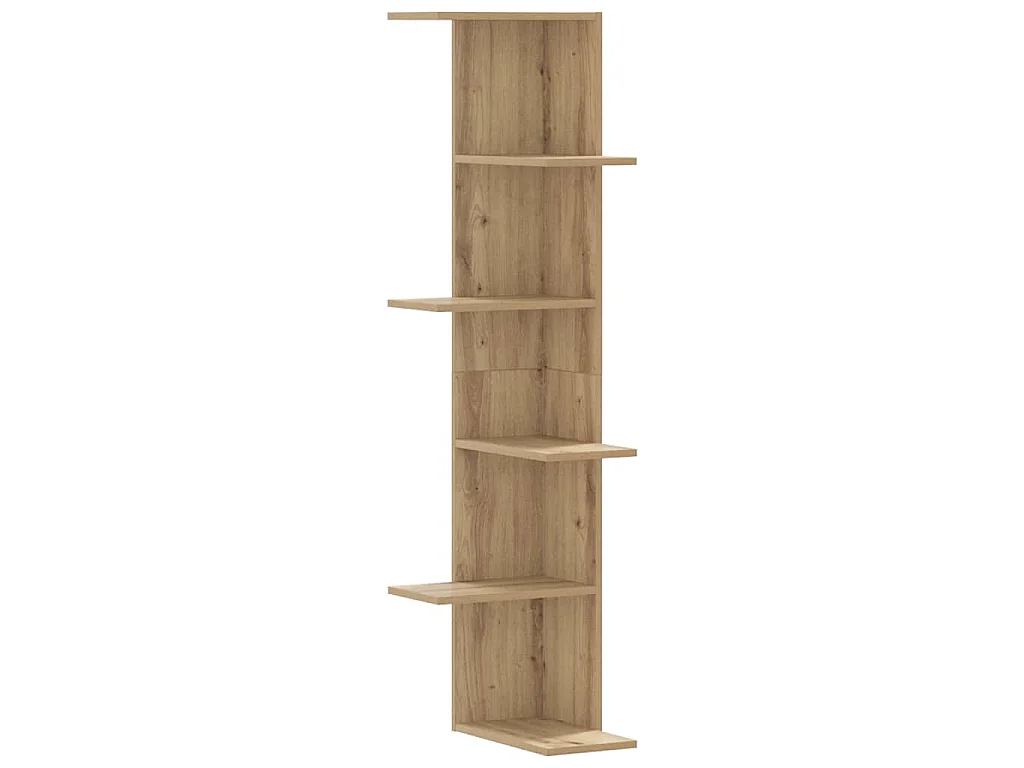 Hoekwandschap 36,5x36,5x140 cm bewerkt hout artisanaal eiken