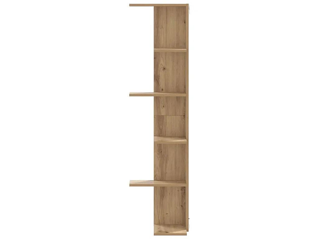 Hoekwandschap 36,5x36,5x140 cm bewerkt hout artisanaal eiken