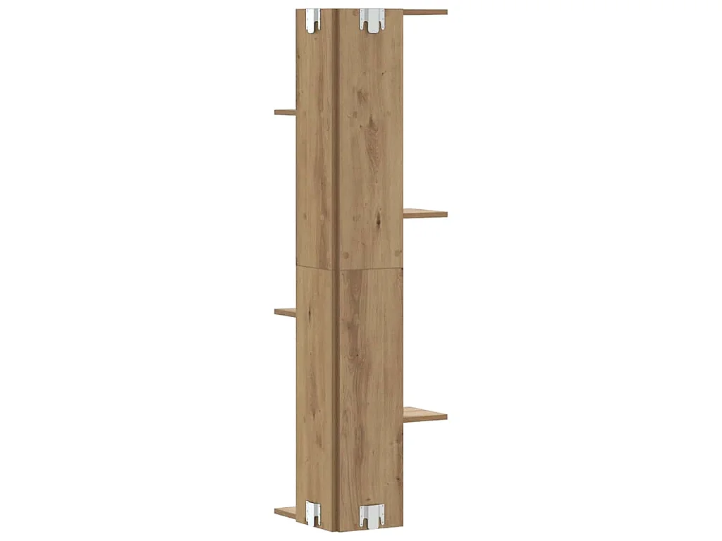 Hoekwandschap 36,5x36,5x140 cm bewerkt hout artisanaal eiken