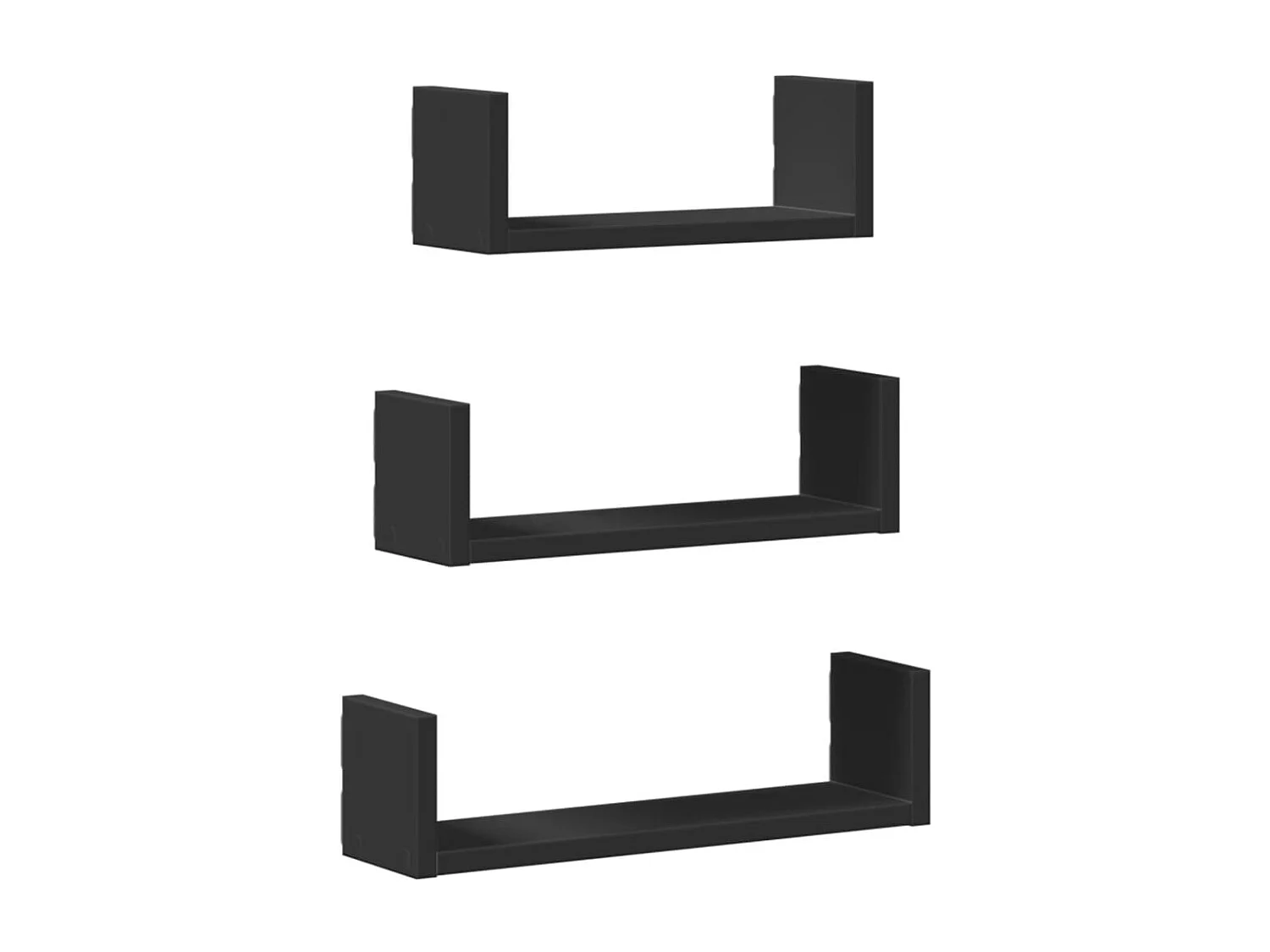 Étagères murales 3 pcs noir bois d'ingénierie