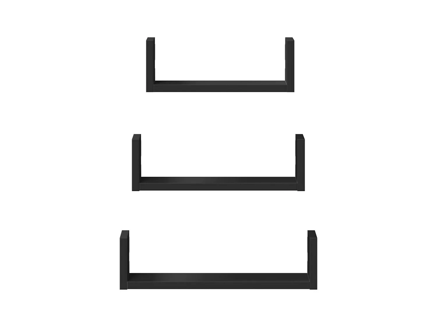 Étagères murales 3 pcs noir bois d'ingénierie