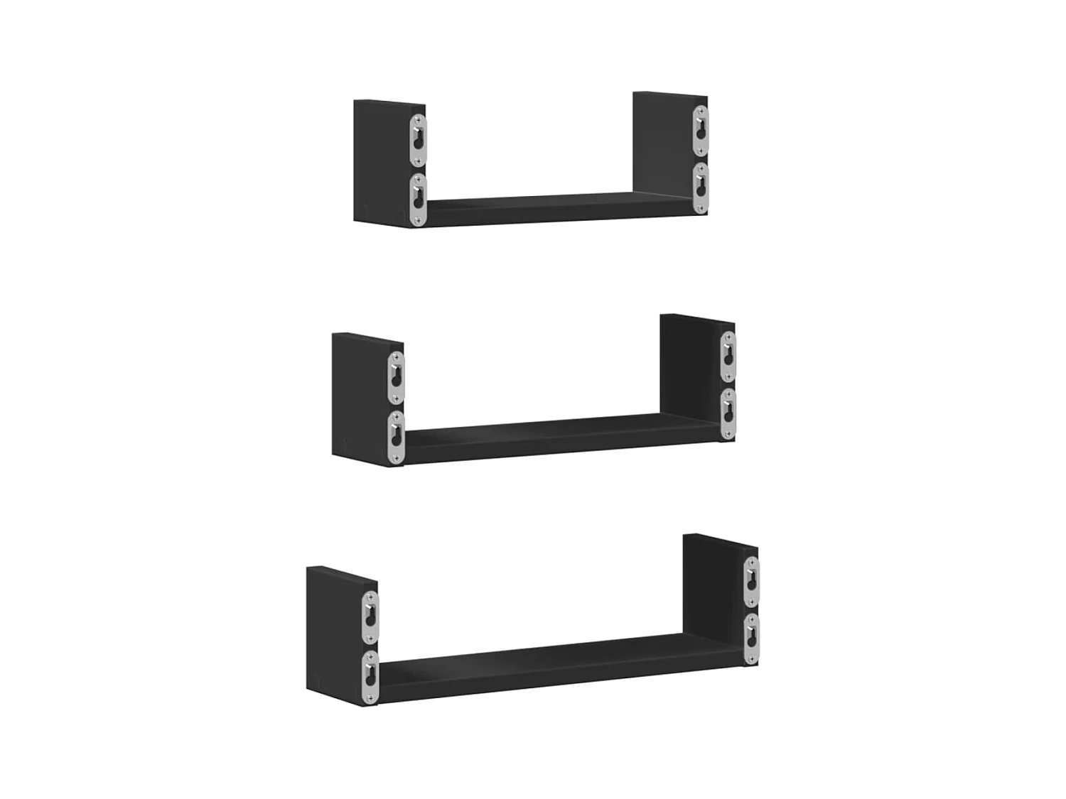 Étagères murales 3 pcs noir bois d'ingénierie