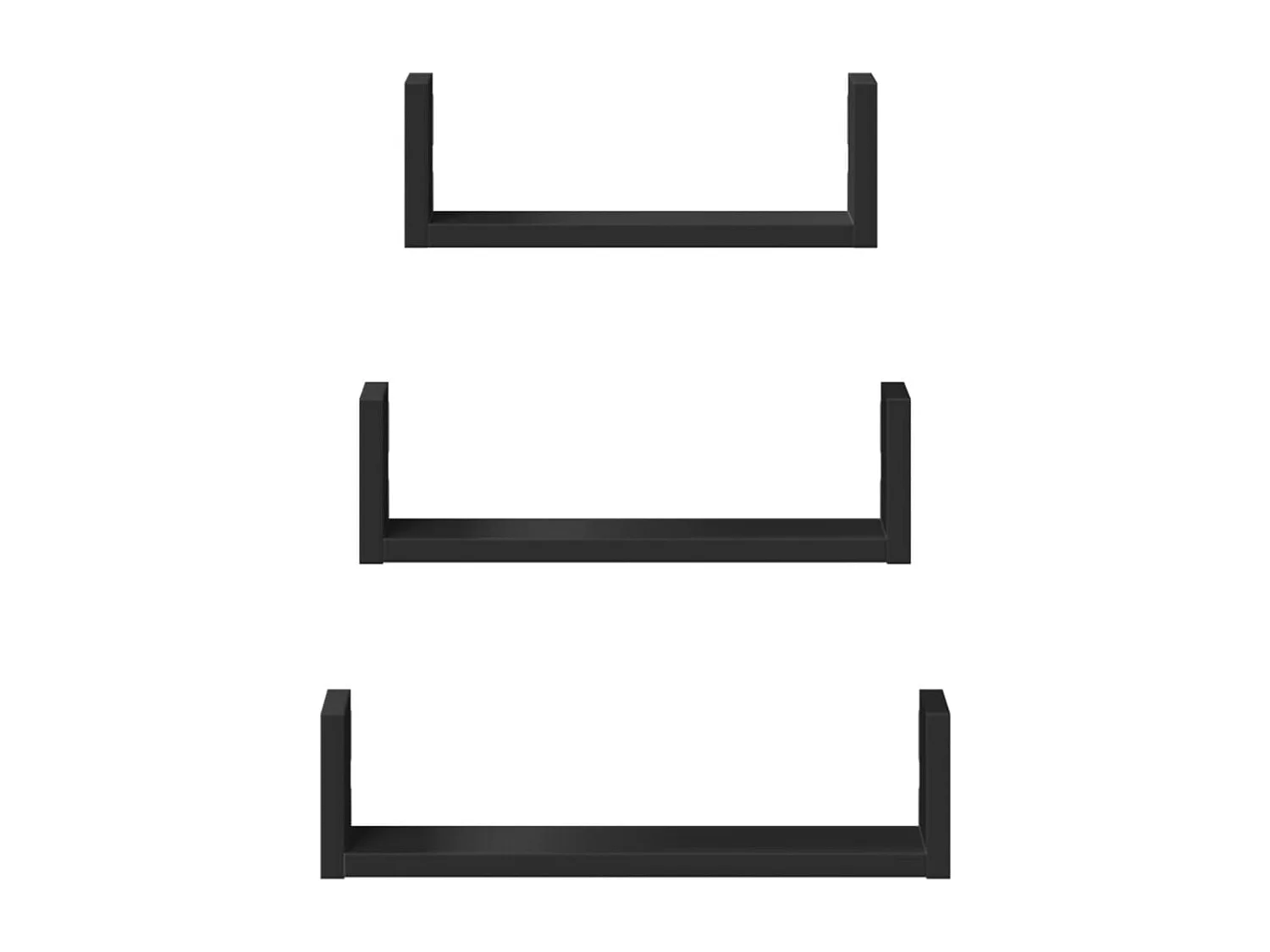 Étagères murales 3 pcs noir bois d'ingénierie
