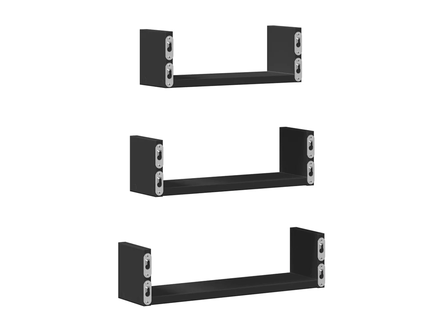 Étagères murales 3 pcs noir bois d'ingénierie