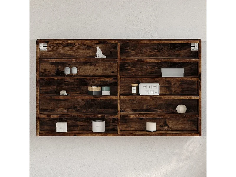 Vitrinekast 100x15x58 cm bewerkt hout gerookt eikenkleurig