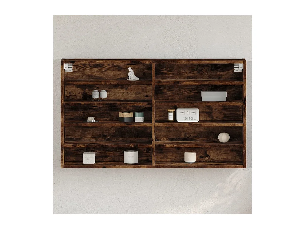 Vitrinekast 100x15x58 cm bewerkt hout gerookt eikenkleurig