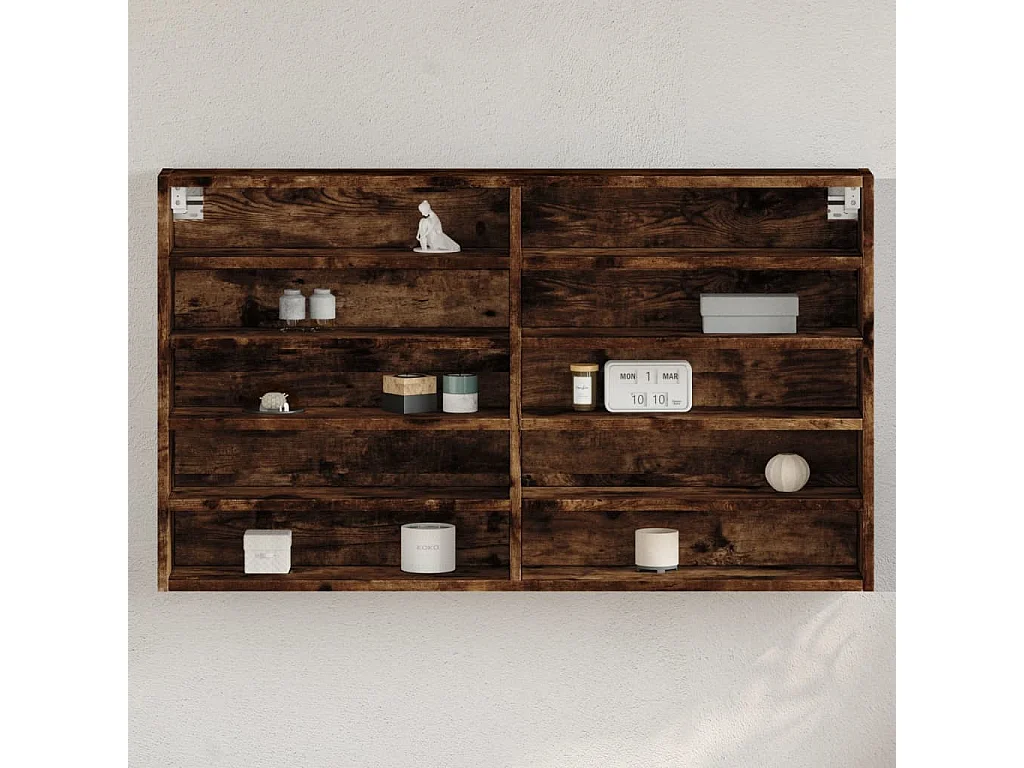 Armoire à vitrine chêne fumé 100x15x58 cm bois d'ingénierie