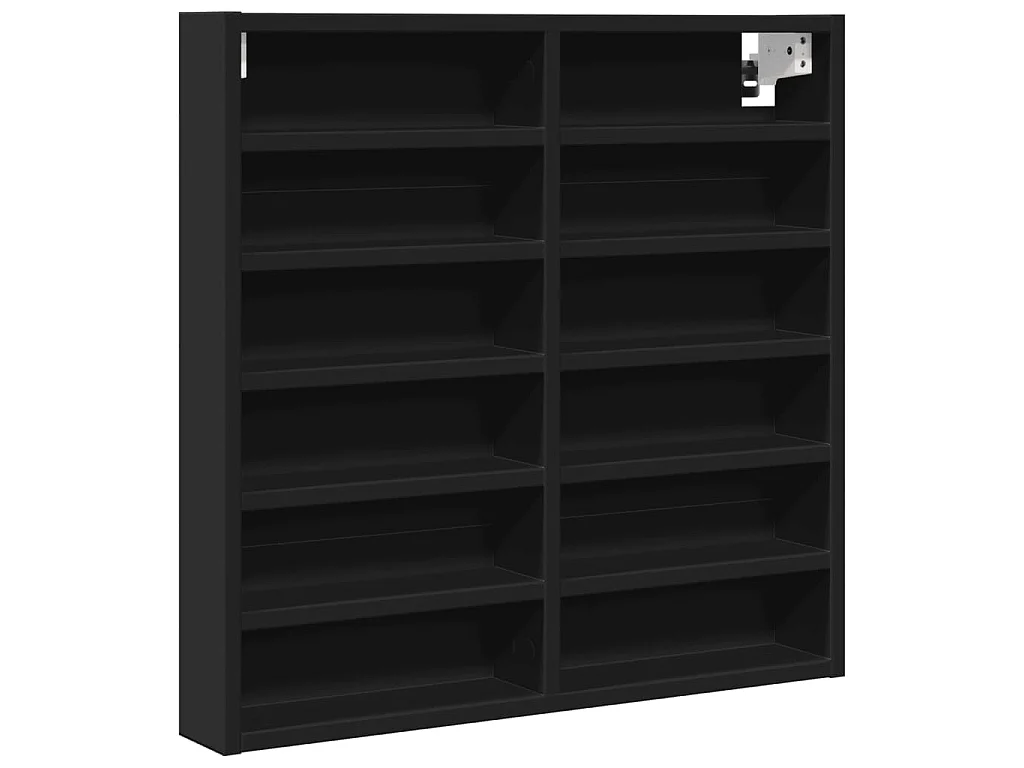 Armadietto con Vetrina Nero 60x8,5x58 cm in Legno Multistrato