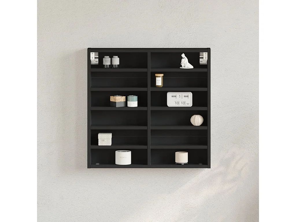 Armadietto con Vetrina Nero 60x8,5x58 cm in Legno Multistrato