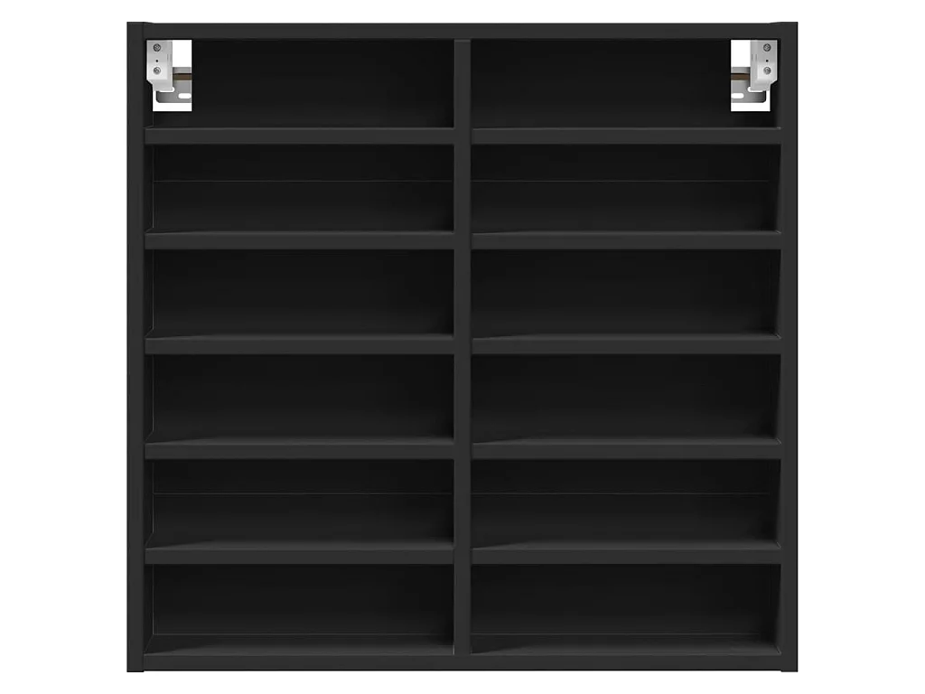 Armadietto con Vetrina Nero 60x8,5x58 cm in Legno Multistrato