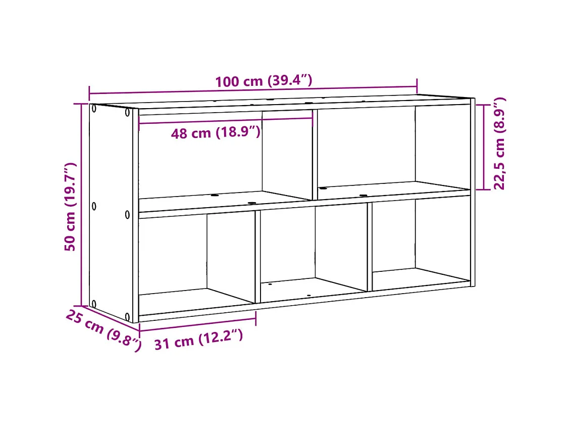 Estantería de pared madera ingeniería blanca 100x25x50 cm