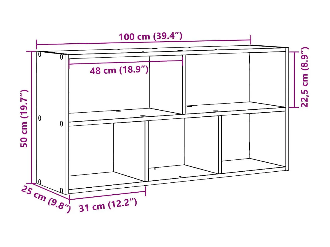 Wandschap 100x25x50 cm bewerkt hout wit