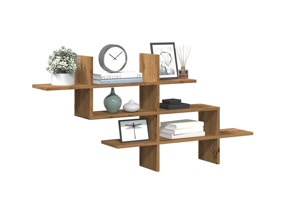 Wandschap 124,5x18x60,5 cm bewerkt hout artisanaal eikenkleurig