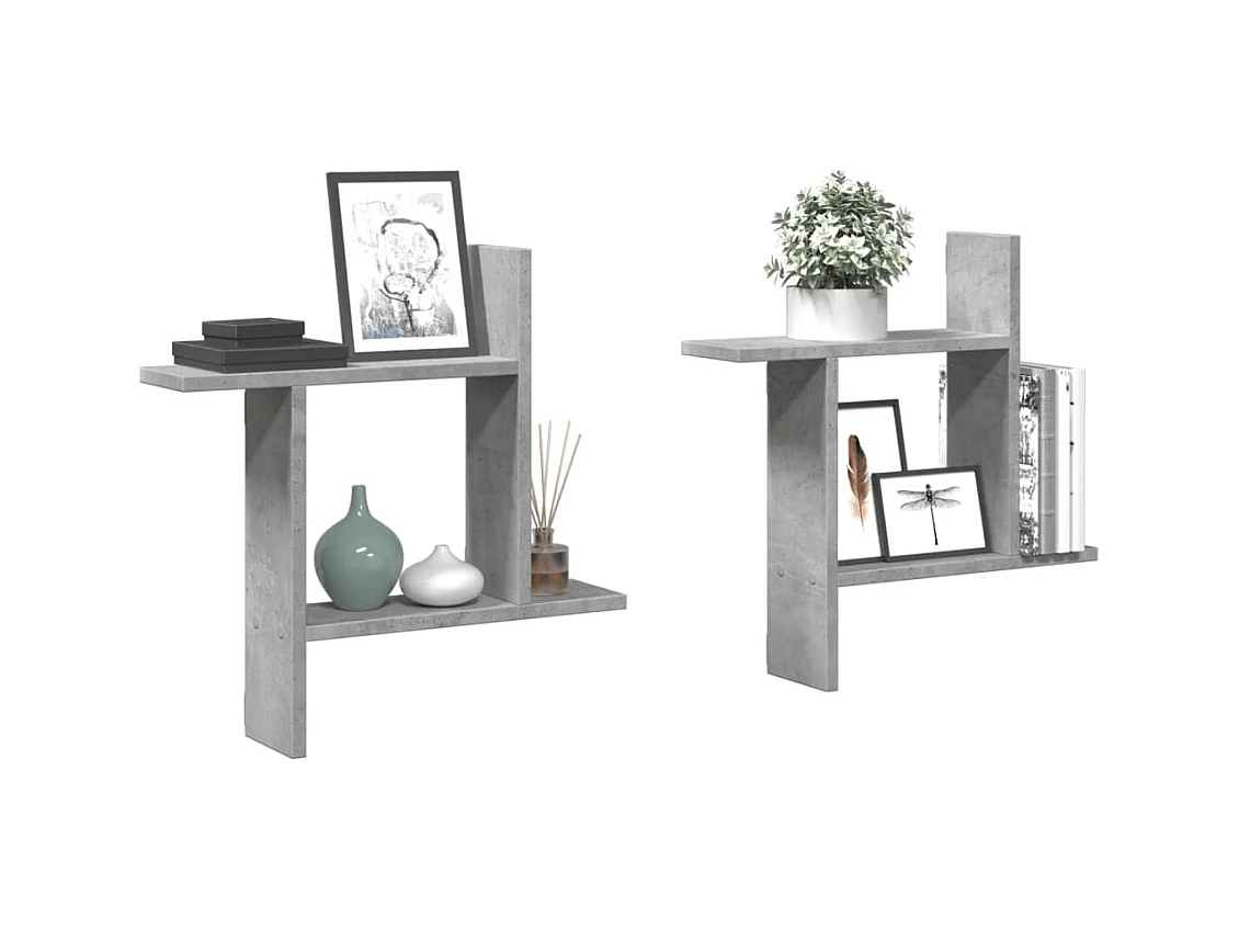 Wandregale 2 Stk. Betongrau 50x12x50 cm Holzwerkstoff