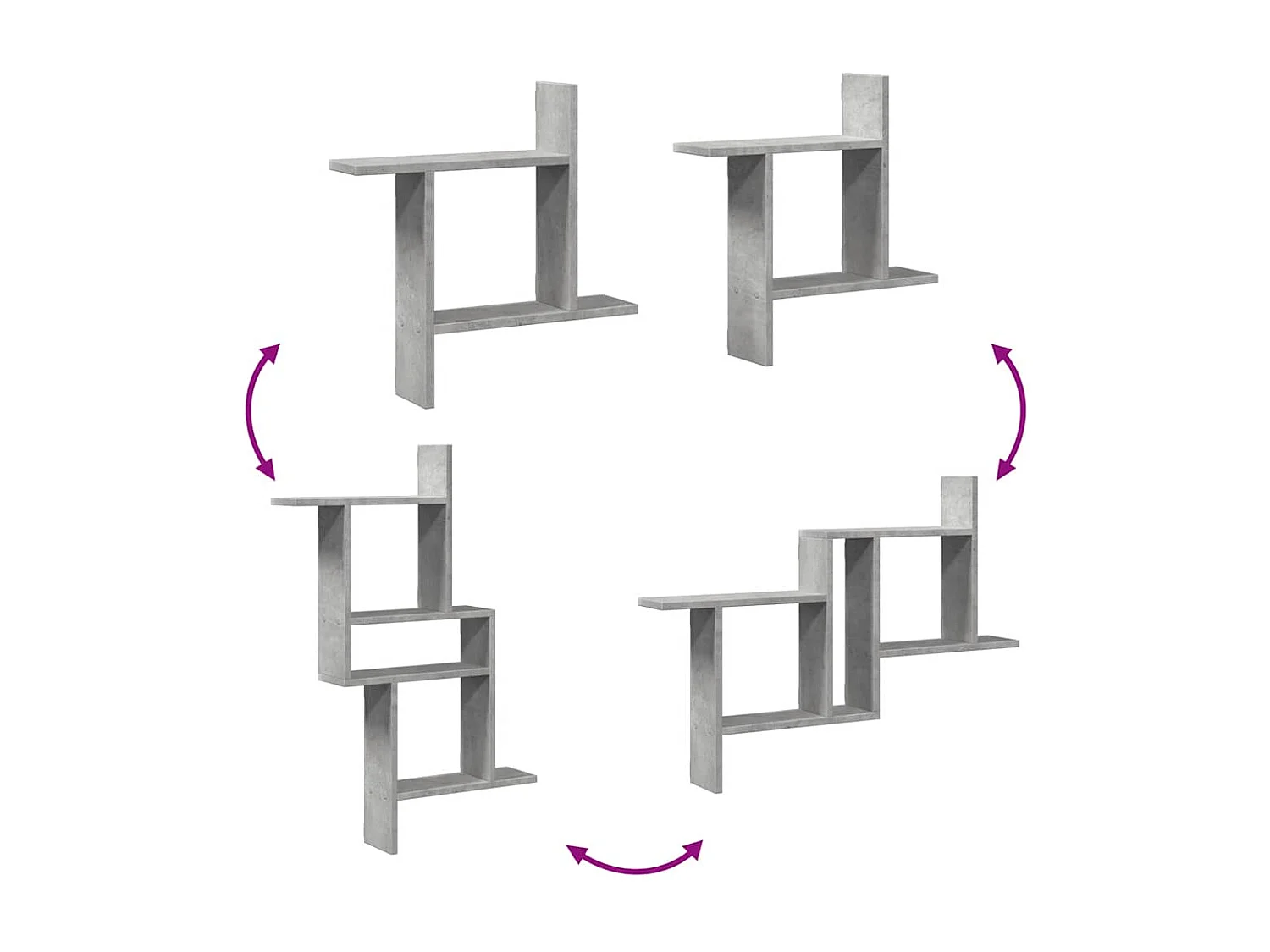 Étagères murales 2 pcs gris béton 50x12x50 cm bois d'ingénierie