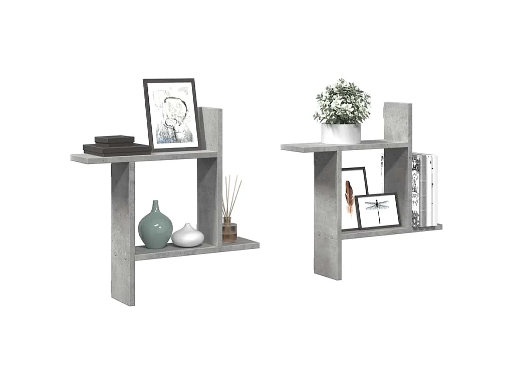 Étagères murales 2 pcs gris béton 50x12x50 cm bois d'ingénierie