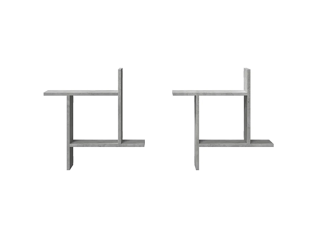 Étagères murales 2 pcs gris béton 50x12x50 cm bois d'ingénierie
