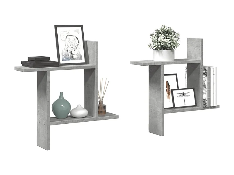 Wandregale 2 Stk. Betongrau 50x12x50 cm Holzwerkstoff