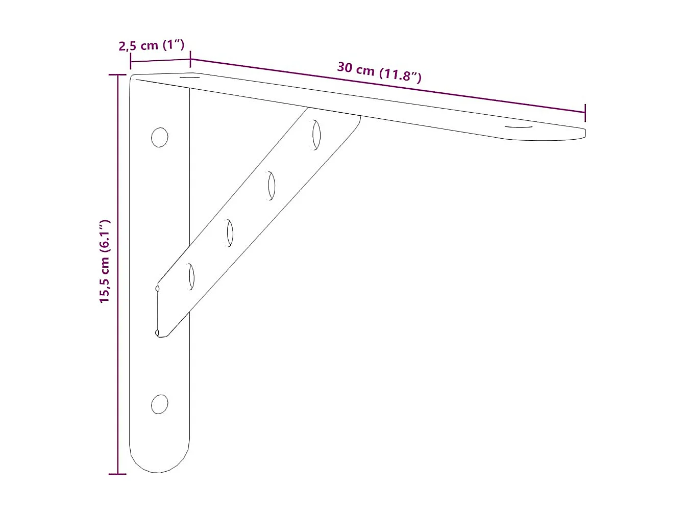 Regalträger 4 Stk. 30x2,5x15,5 cm Schwarz Edelstahl