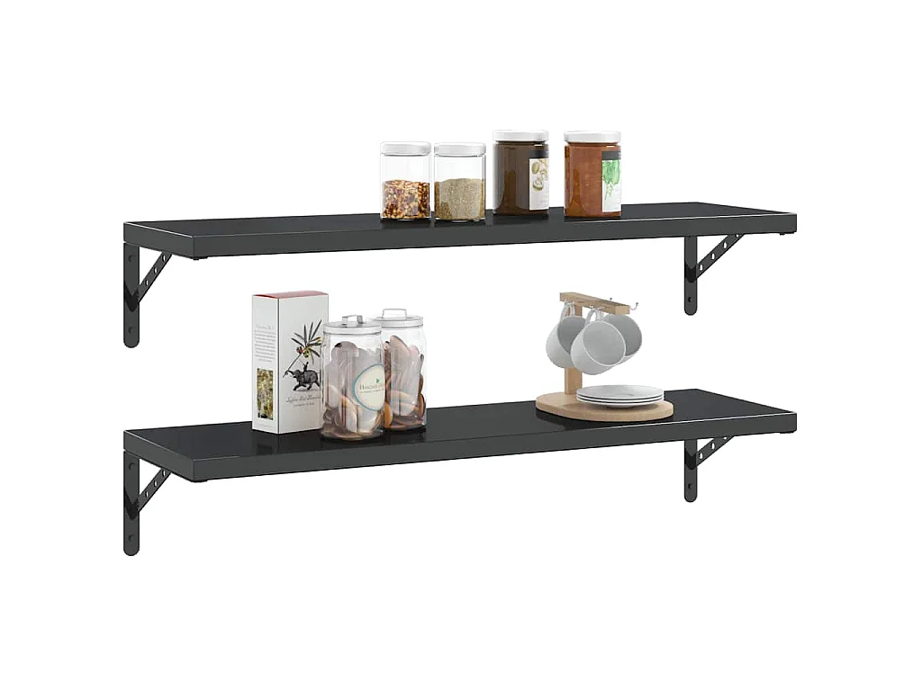 Supports d'étagères 4 pcs 30x2,5x15,5 cm noir acier inoxydable
