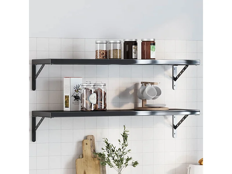 Regalträger 4 Stk. 30x2,5x15,5 cm Schwarz Edelstahl