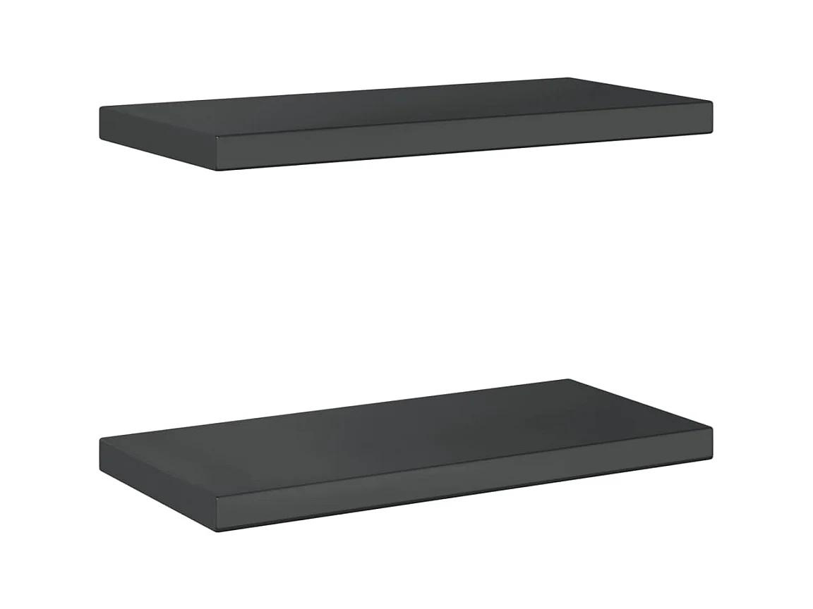 Étagères murales 2 pcs 50x23,5x3 cm noir acier inoxydable