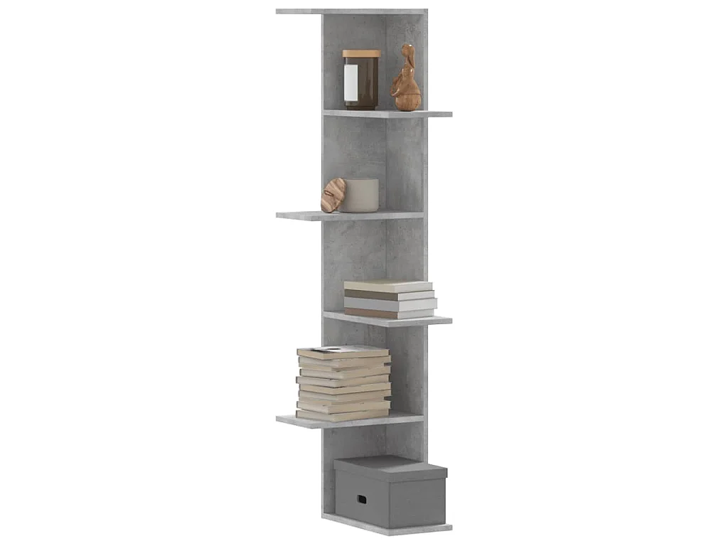 Wand-Eckregal Betongrau 36,5x36,5x140 cm Holzwerkstoff
