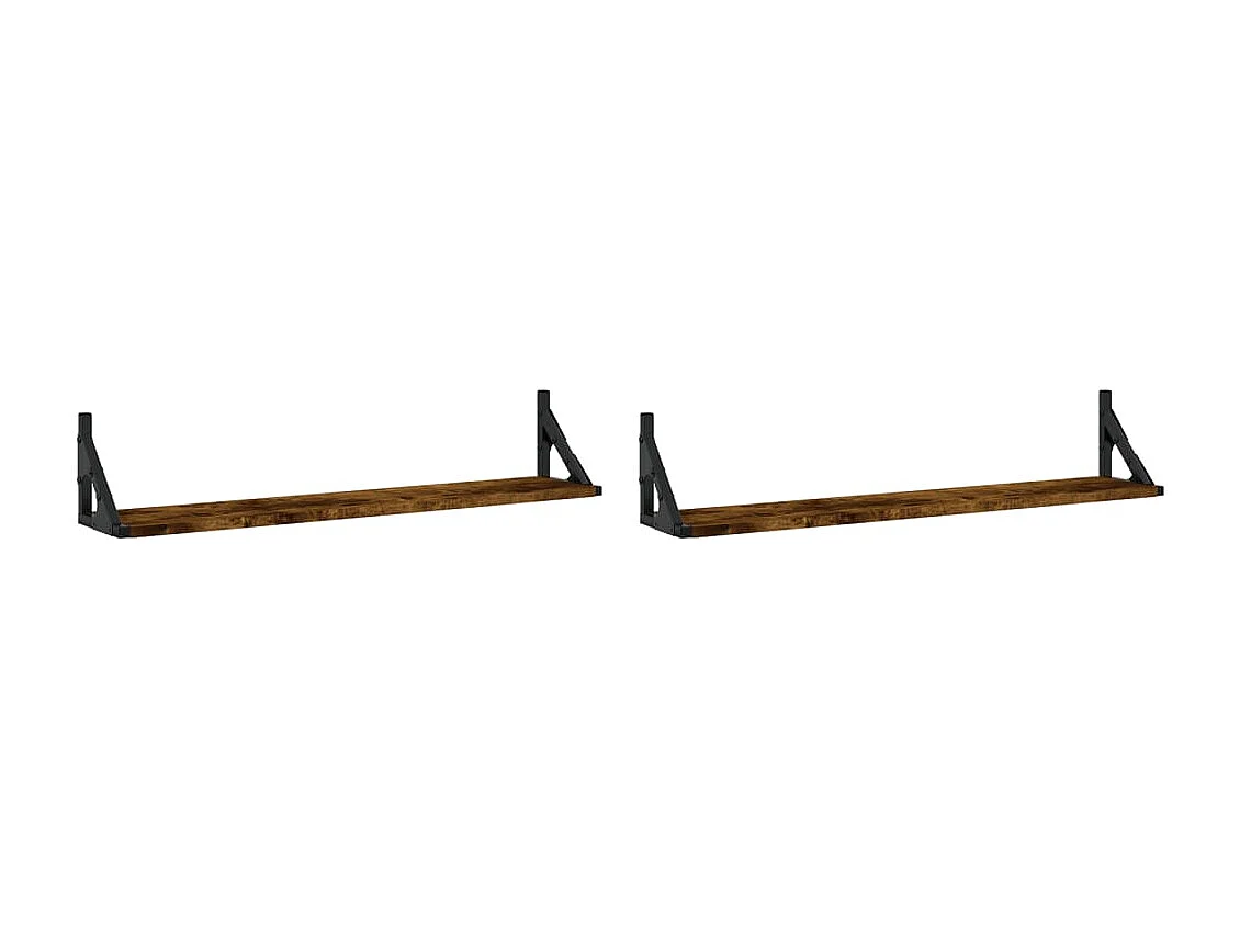 Wandschappen 2 st 80x15x15,5 cm bewerkt hout gerookt eiken