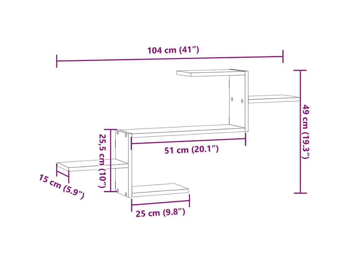 Wandregal Sonoma-Eiche 104x15x49 cm Holzwerkstoff