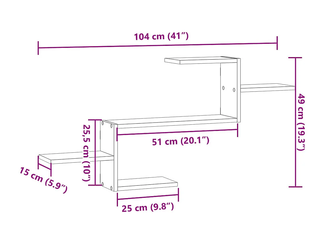 Wandschap 104x15x49 cm bewerkt hout sonoma eikenkleurig
