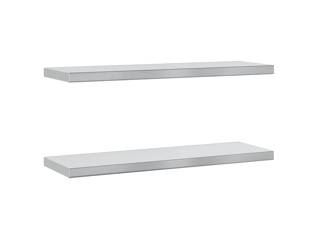 Étagères murales 2 pcs 75x23,5 cm argenté acier inoxydable