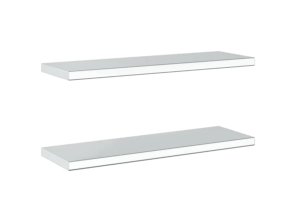 Étagères murales 2 pcs 75x23,5 cm argenté acier inoxydable