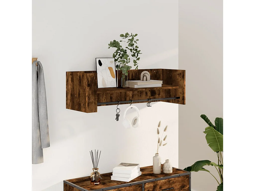 Étagère murale chêne fumé 100x35x30,5 cm bois d'ingénierie