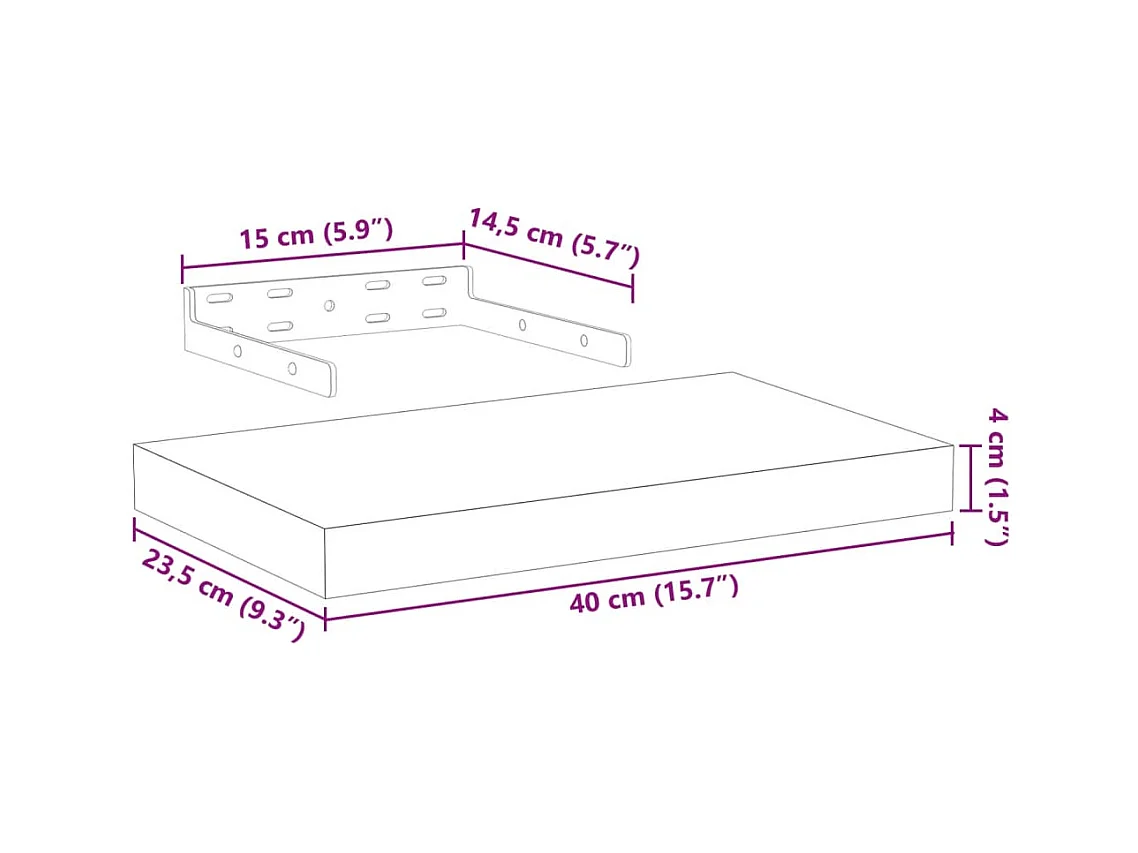 Estante flotante de madera de ingeniería 40x23,5x4 cm