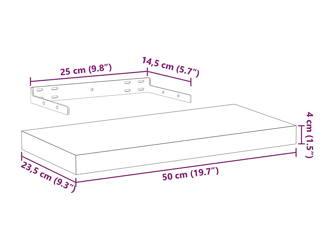 Étagères flottantes 4 pcs 50x23,5x4 cm bois d'ingénierie