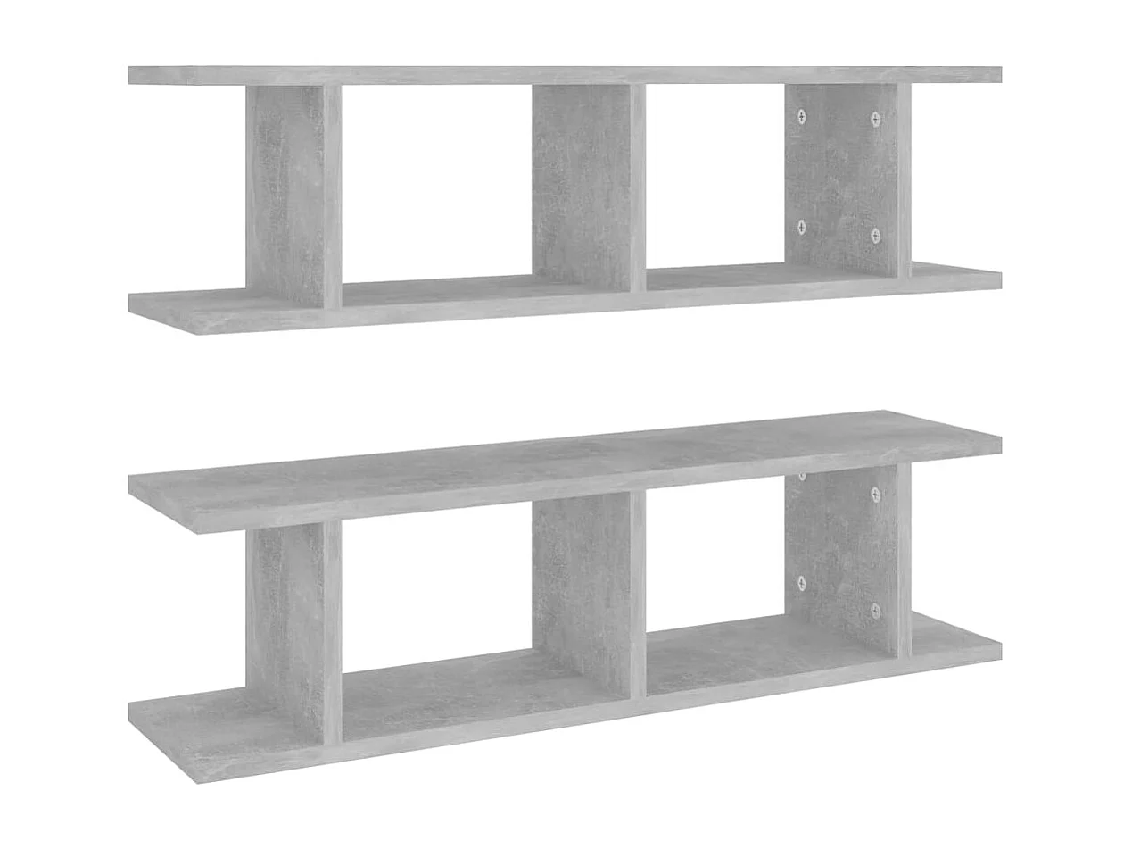 Wandschappen 2 st 75x18x20 cm bewerkt hout betongrijs