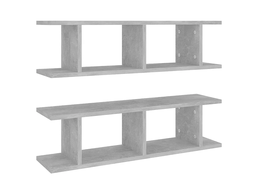 Estante de pared 2 uds contrachapada gris hormigón 75x18x20 cm