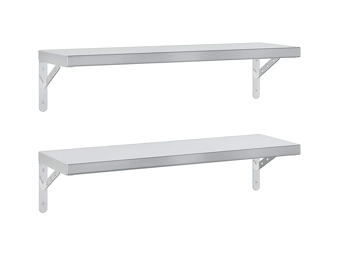 Étagères murales 2 pcs 75x23,5 cm argenté acier inoxydable