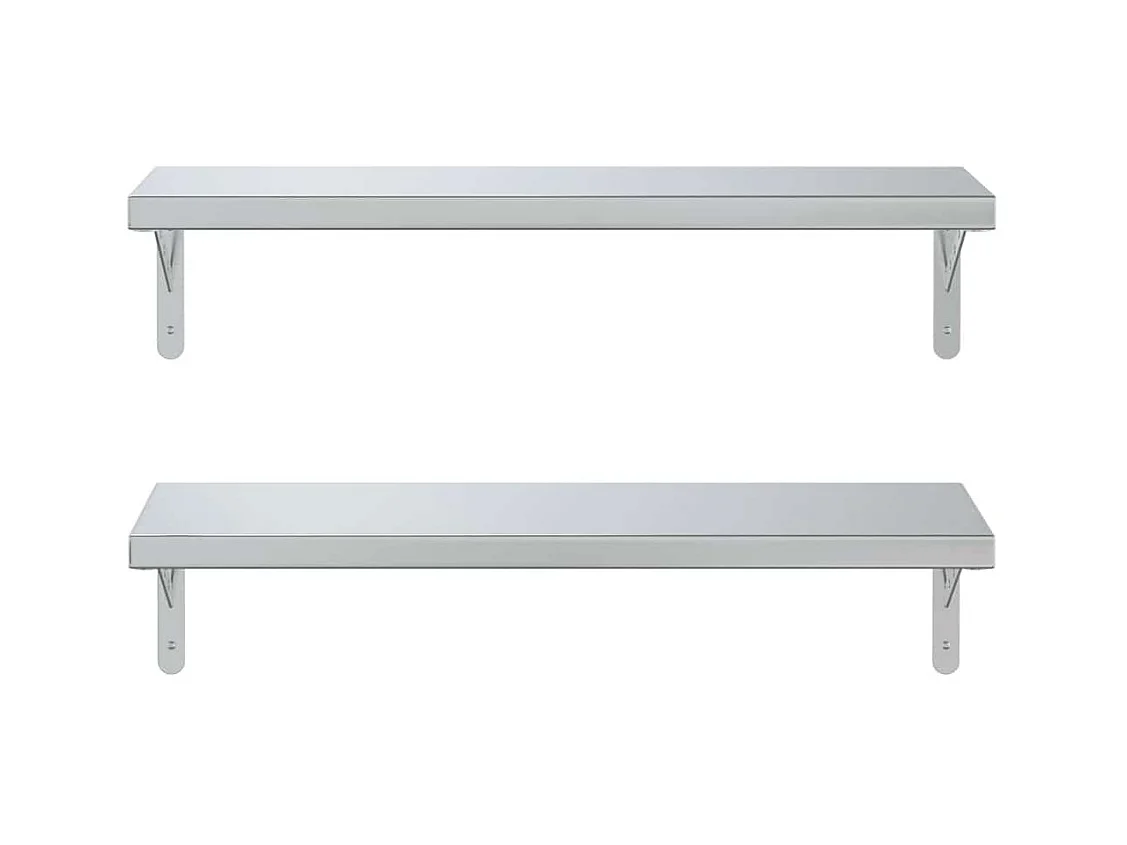 Étagères murales 2 pcs 75x23,5 cm argenté acier inoxydable