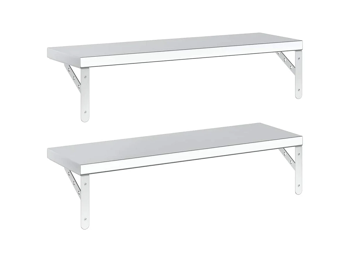 Étagères murales 2 pcs 75x23,5 cm argenté acier inoxydable
