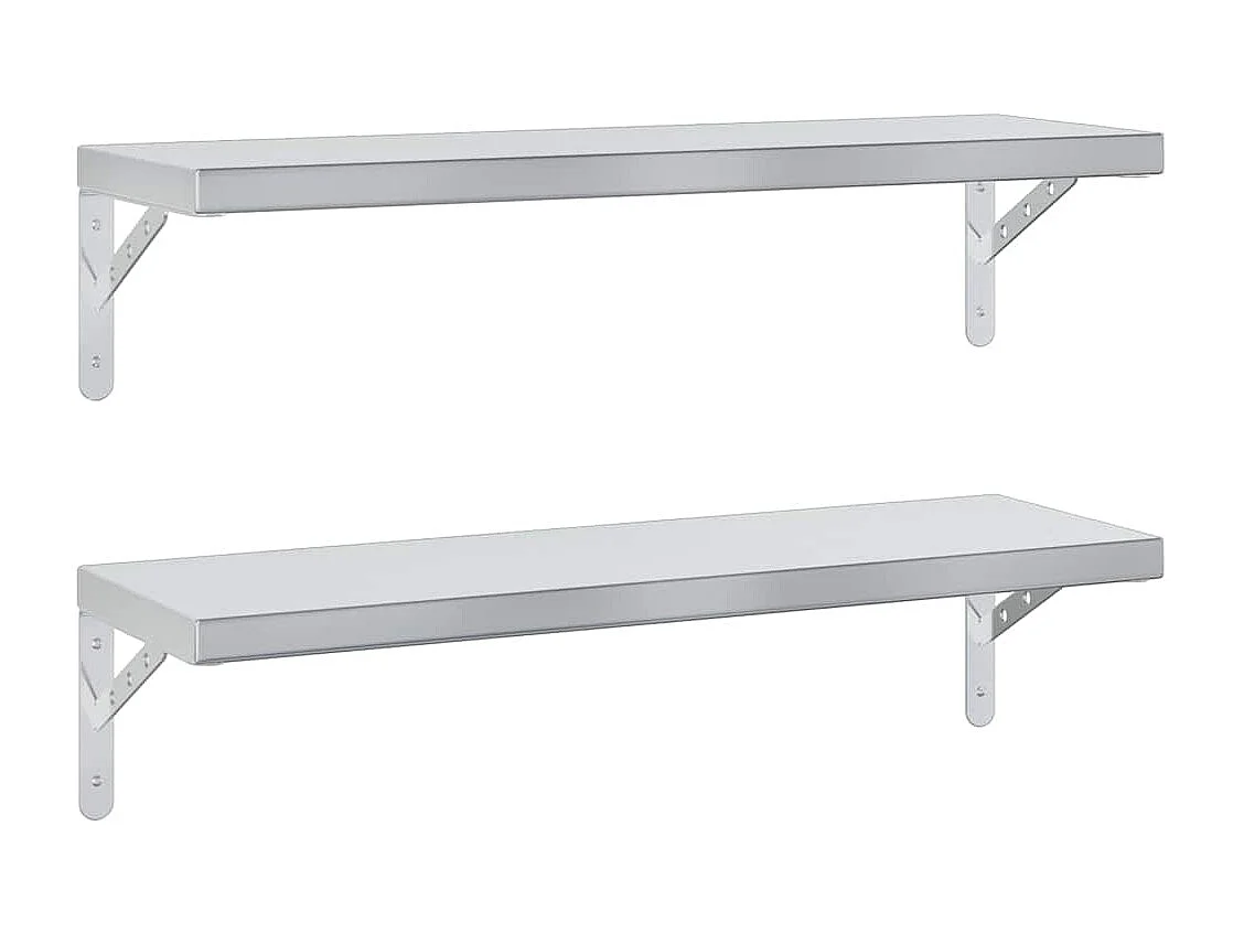 Étagères murales 2 pcs 75x23,5 cm argenté acier inoxydable