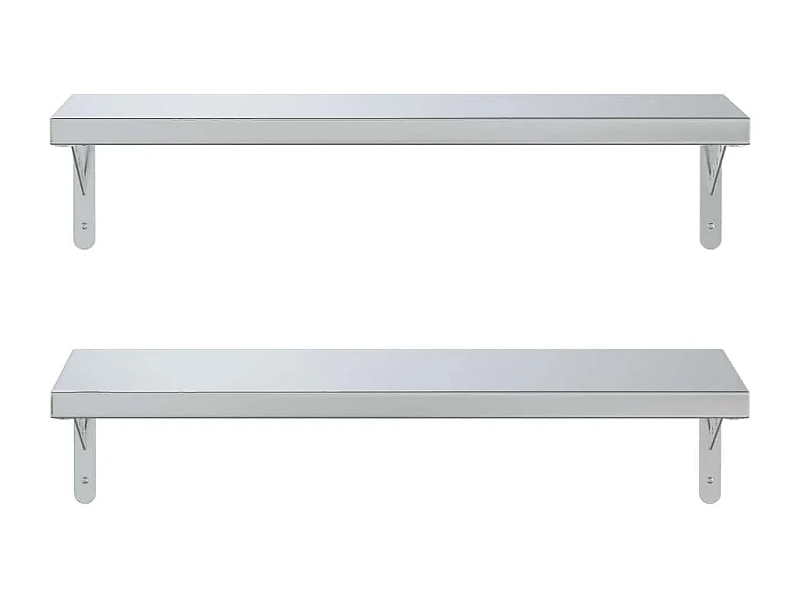 Étagères murales 2 pcs 75x23,5 cm argenté acier inoxydable
