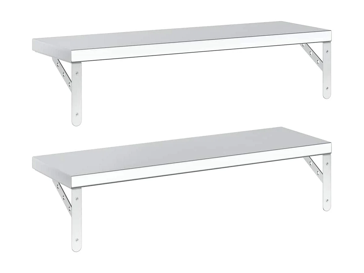 Étagères murales 2 pcs 75x23,5 cm argenté acier inoxydable