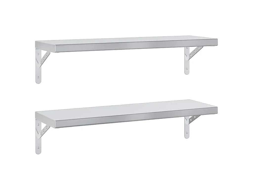 Wandschappen 2 st 75x23,5 cm roestvrijstaal zilverkleurig