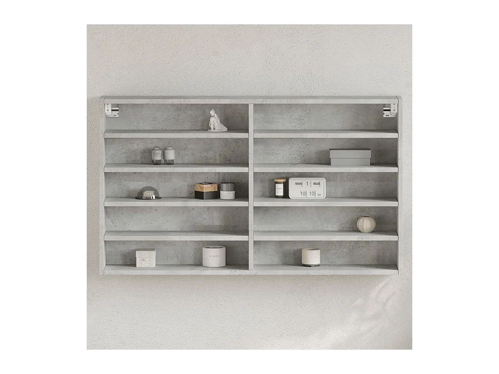 Armadietto Vetrina Grigio Cemento 100x15x58cm Legno Multistrato