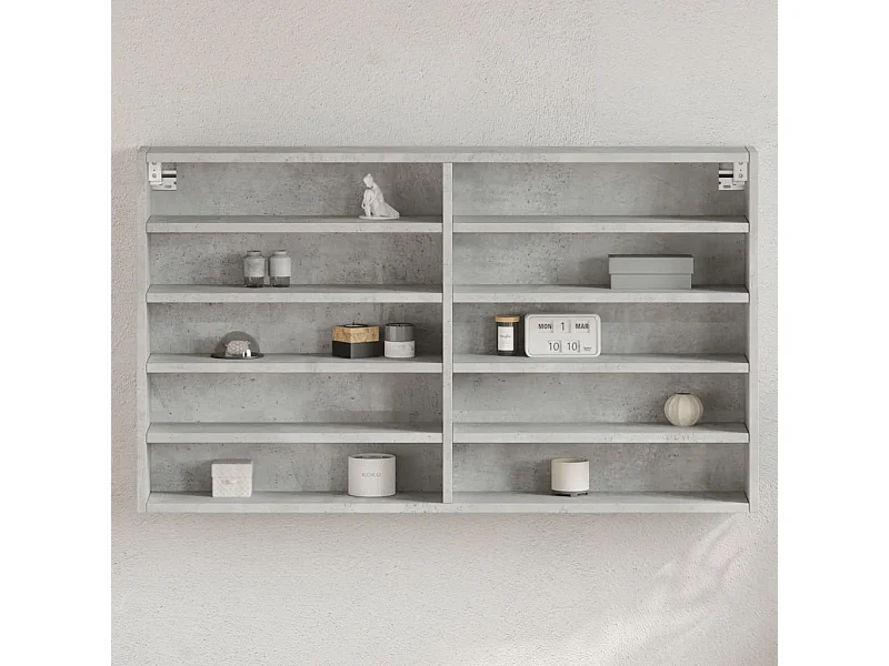 Armoire à vitrine gris béton 100x15x58 cm bois d'ingénierie