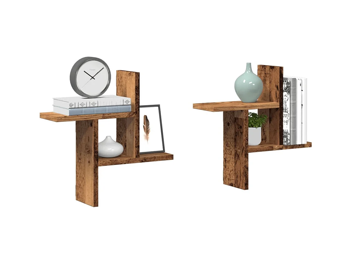 Wandregale 2 Stk. Altholz-Optik 38x12x38 cm Holzwerkstoff